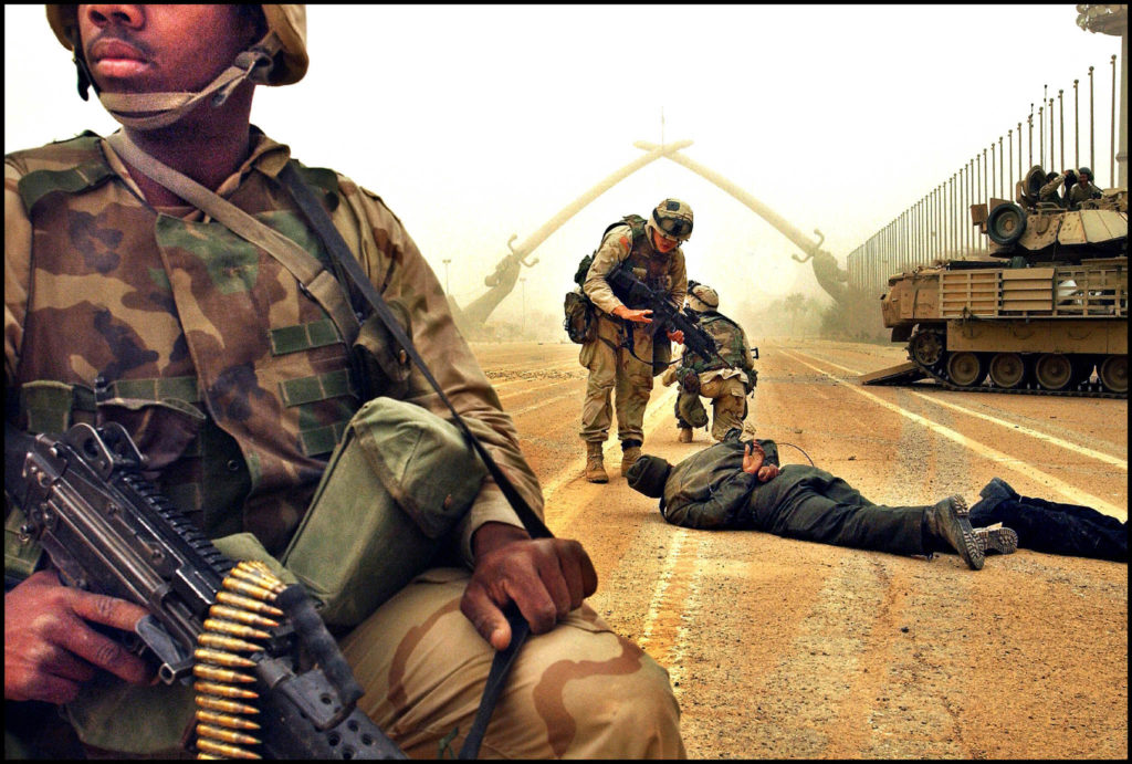 Troops from 3 ID takes the center of Baghdad after the push into the city in April. 2003. Photo: Harald Henden
